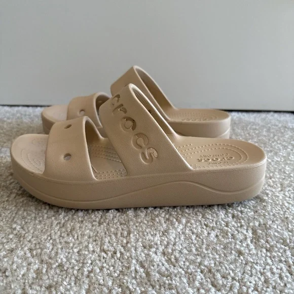 Crocs Women’s Baya Cream Platform Sandals - Picture 1 of 8
